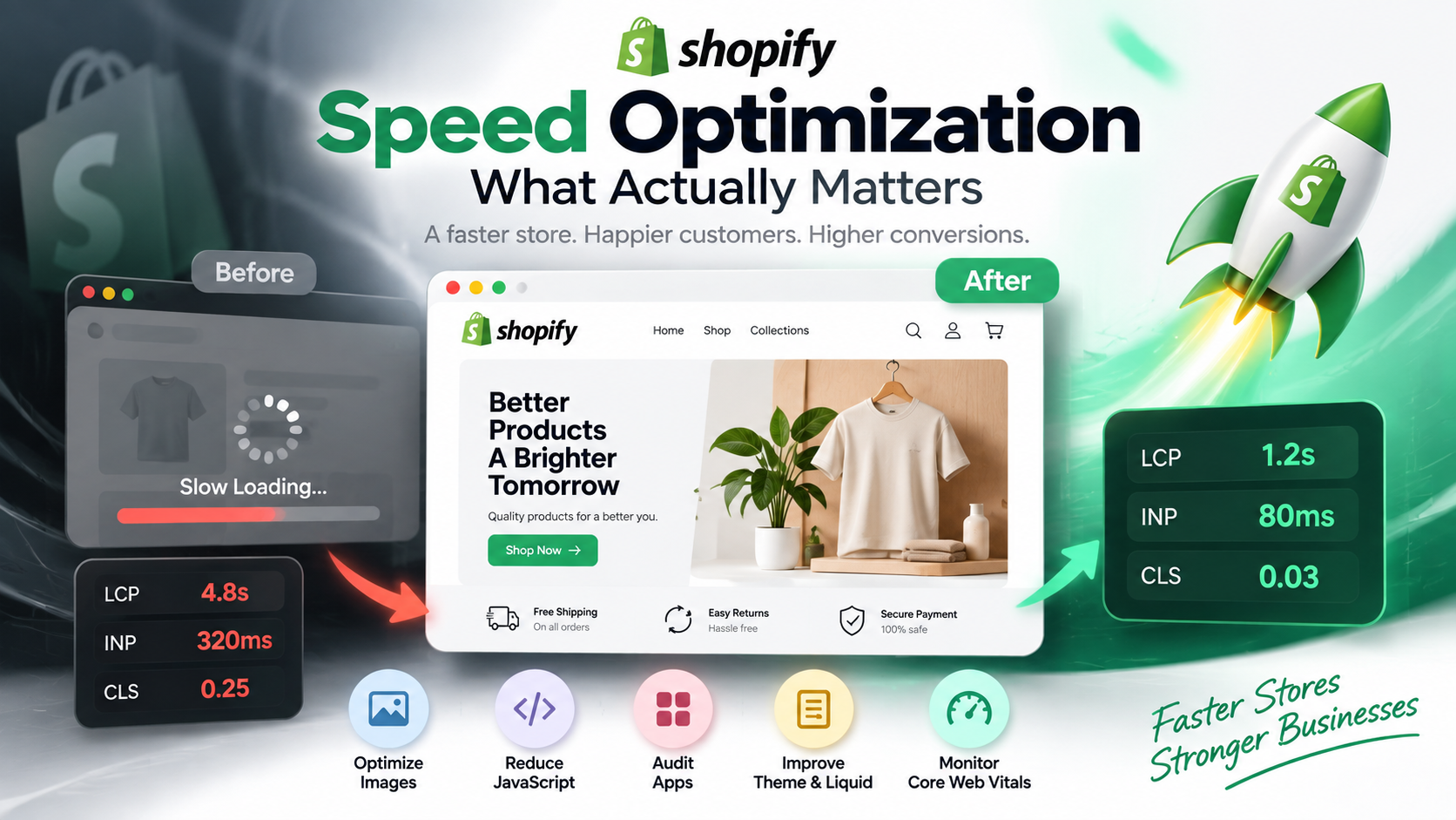 E-commerce storefront dashboard and performance audit metrics on a desktop monitor